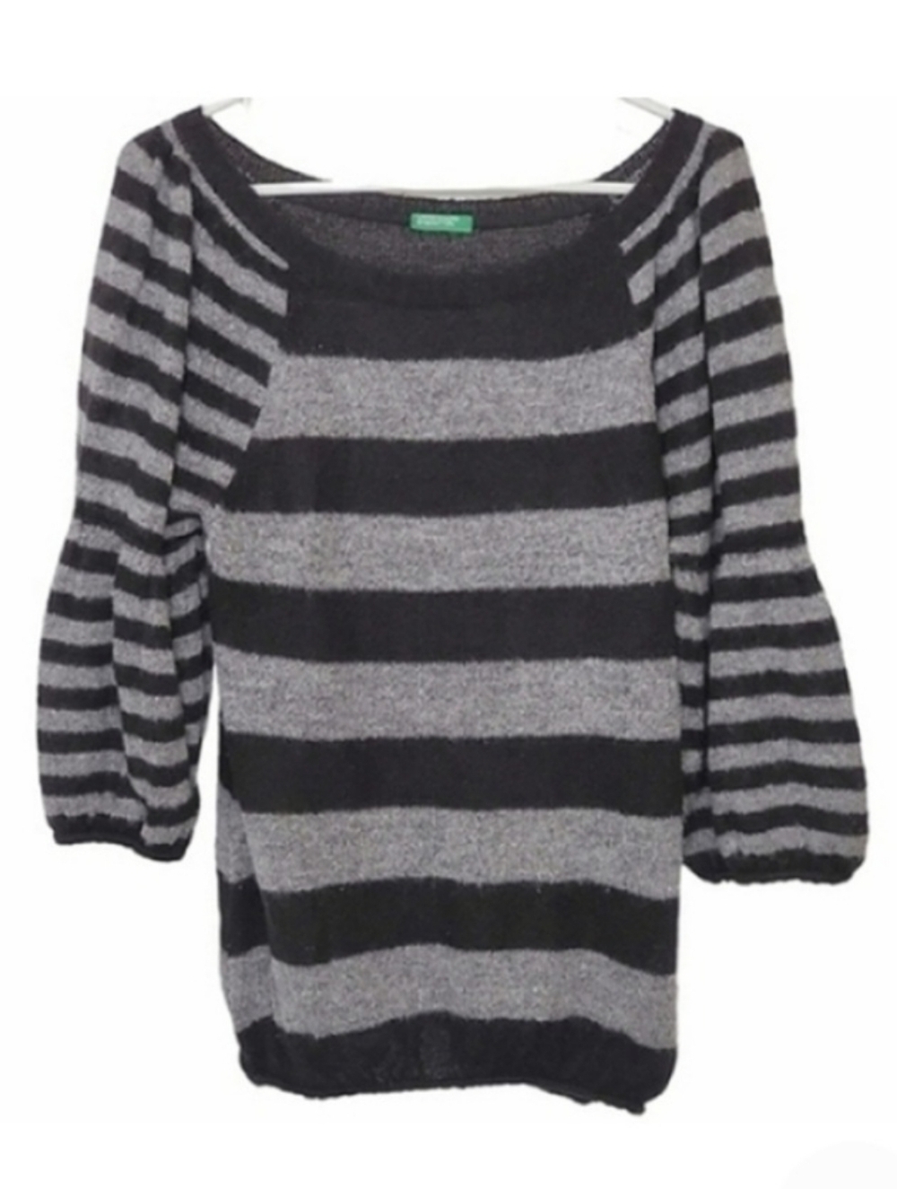 7125 * United Colors of Benetton Striped Sweater Black Gray Size Unknown